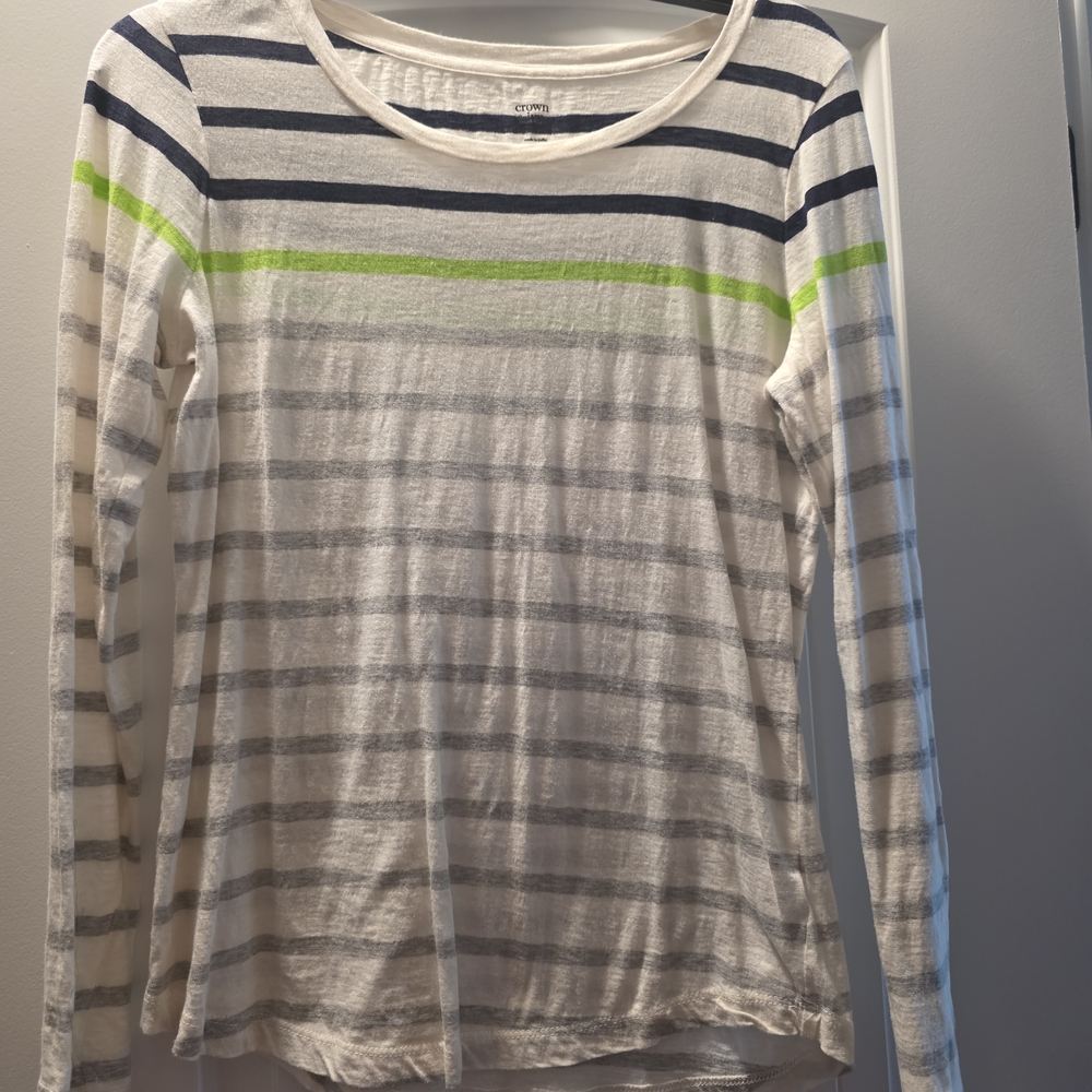 Crown And IVY Navy and Gray Striped Tee